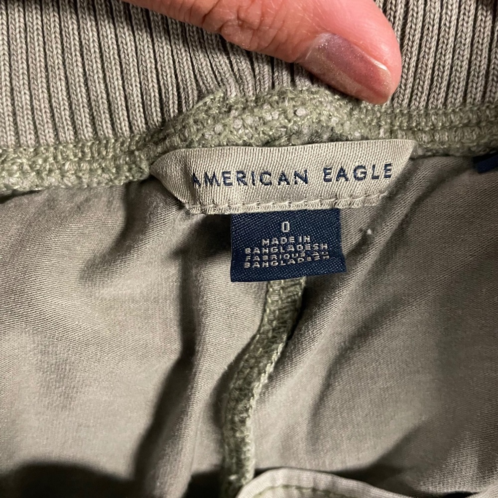 American Eagle Cargo Skort 0 Green Ribbed Waist Mini Skirt Shorts Y2K Look - Picture 2 of 8